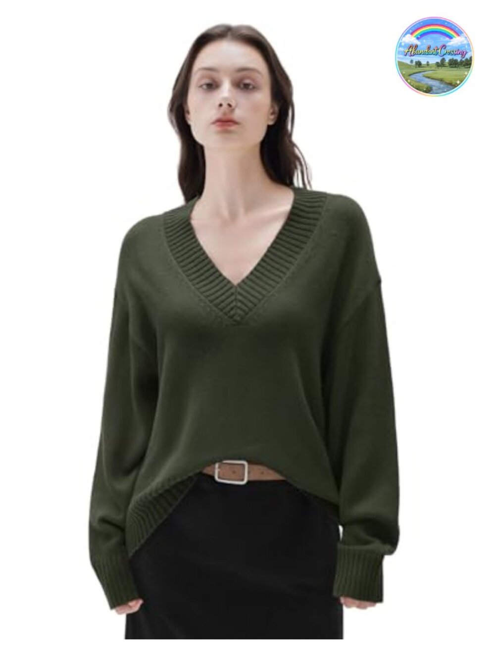 Cashmere Blend Oversized V-Neck Pullover Sweater